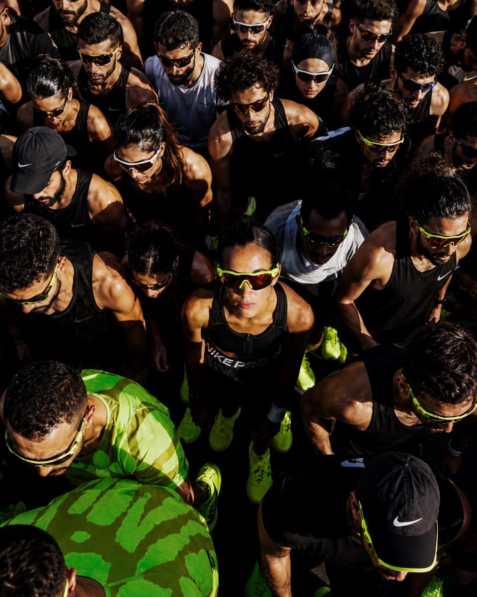The Run Club Beirut pack gathered shoulder to shoulder before a start